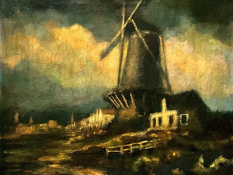 Expositie schilder Henk Fortuin tijdens Molendag